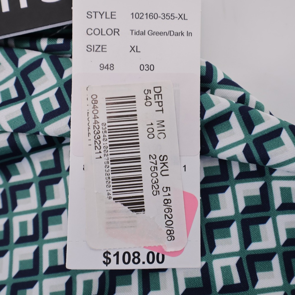 NEW Rhone Geometric Print Performance Polo Green Short Sleeve Mens XL Shirt - Picture 7 of 10